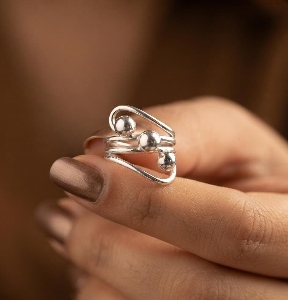 ANILLO TRIPLE BOLITA "TALLE UNICO #6" C-102C