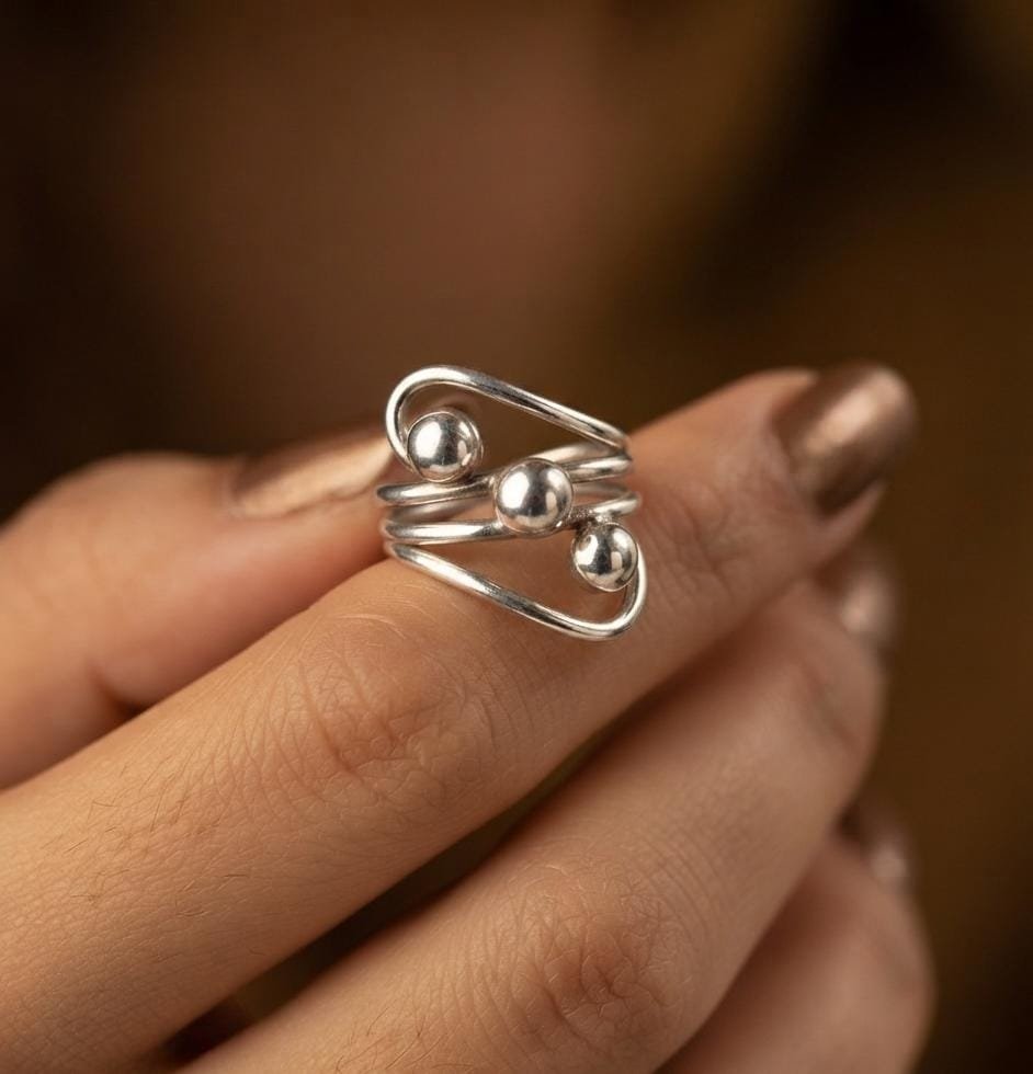 ANILLO TRIPLE BOLITA "TALLE UNICO #6" C-102C