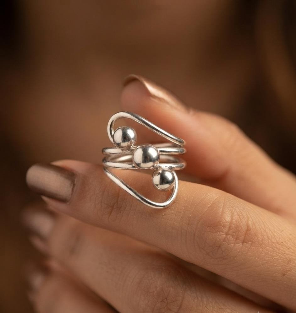 ANILLO TRIPLE BOLITA "TALLE UNICO #6" C-102C