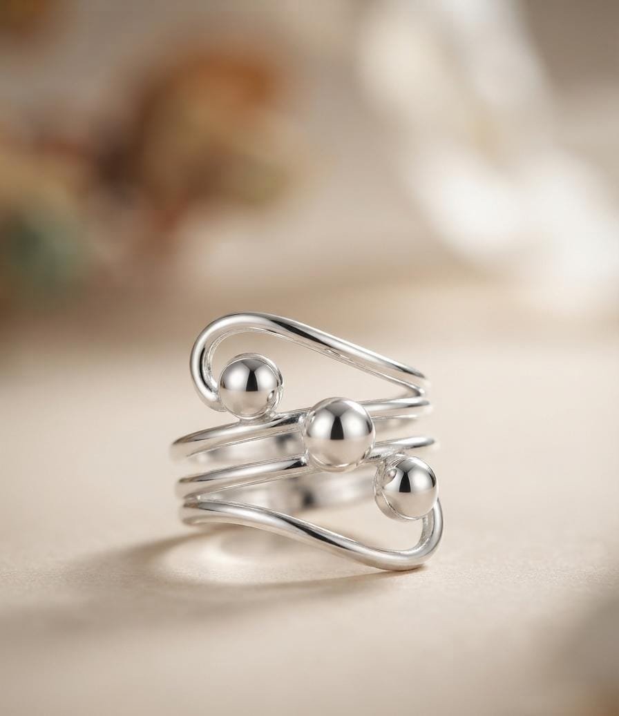 ANILLO TRIPLE BOLITA "TALLE UNICO #6" C-102C
