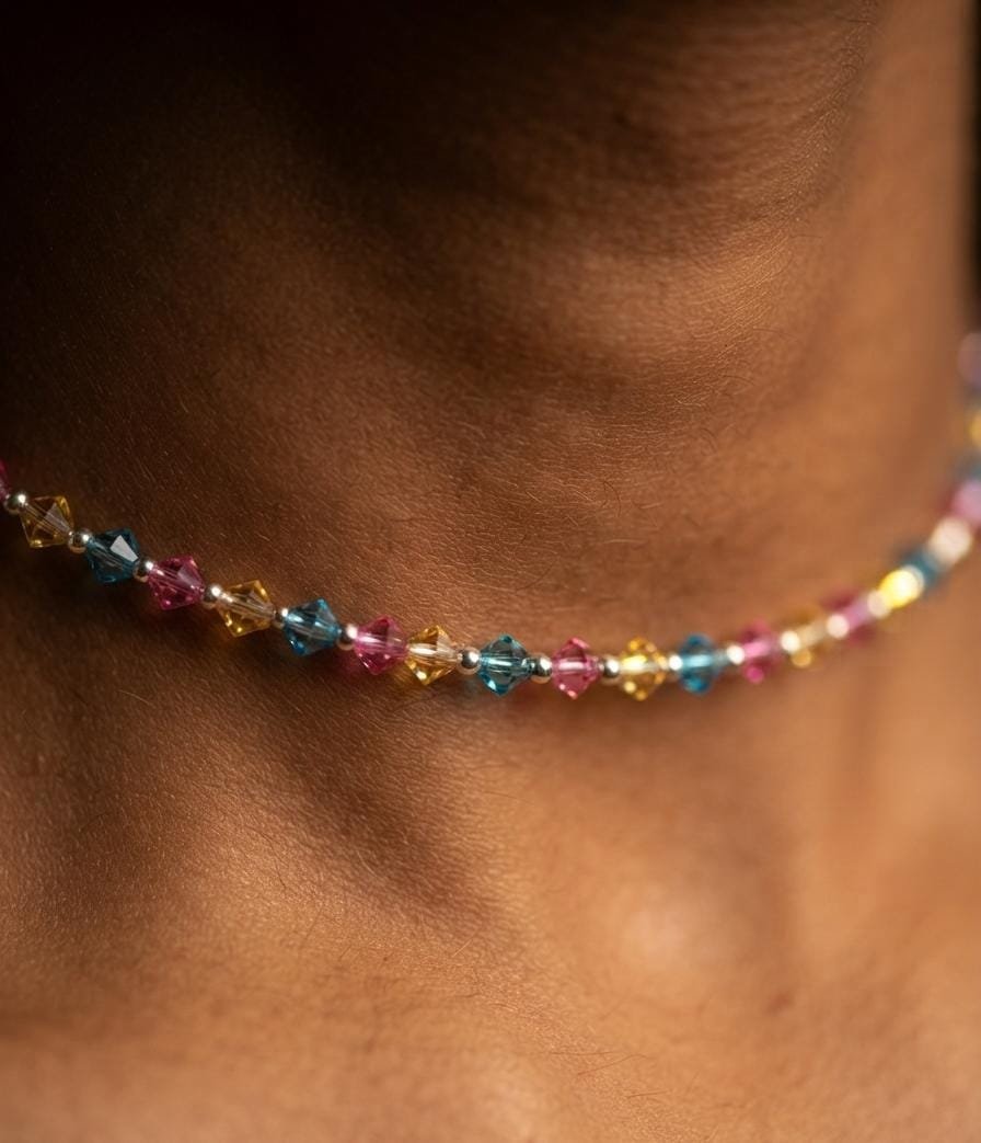 CHOCKER CON PIEDRAS MULTICOLOR 28+12cm C-56A