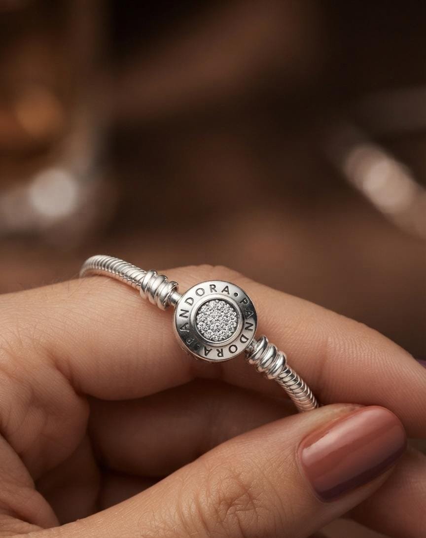 PULSERA PANDORA CIERRE REDONDO CON INSCRIPCION  19cm