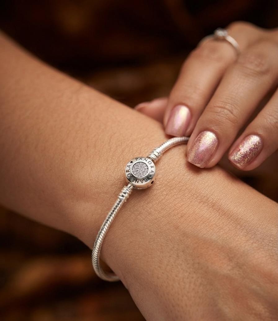 PULSERA PANDORA CIERRE REDONDO CON INSCRIPCION  19cm