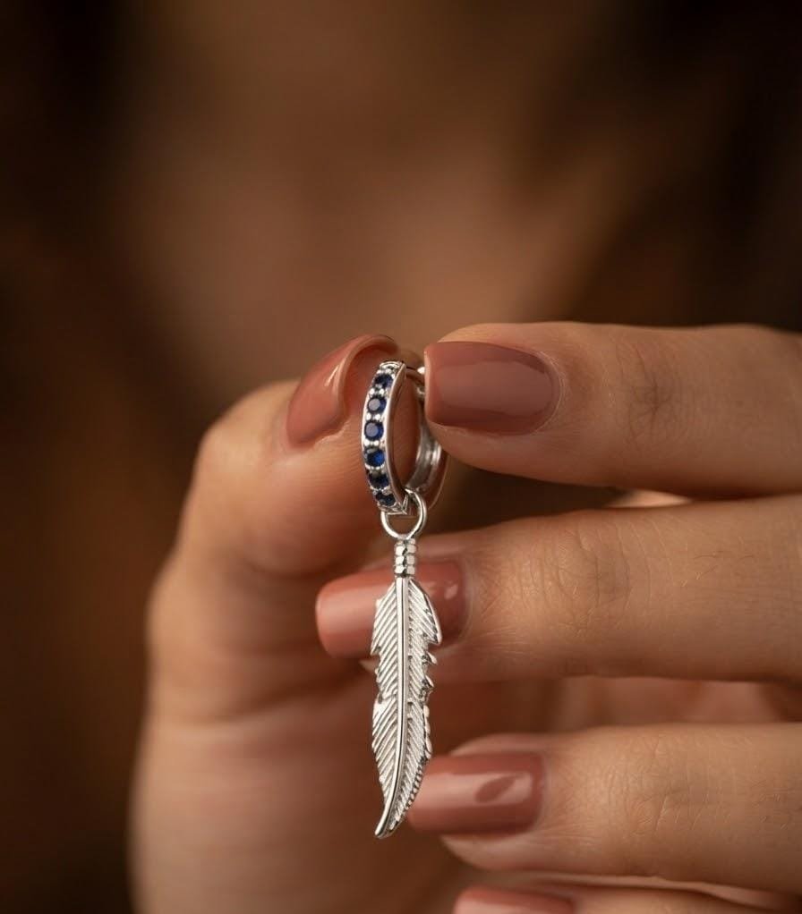 Argolla pluma azul 14mm C-103C