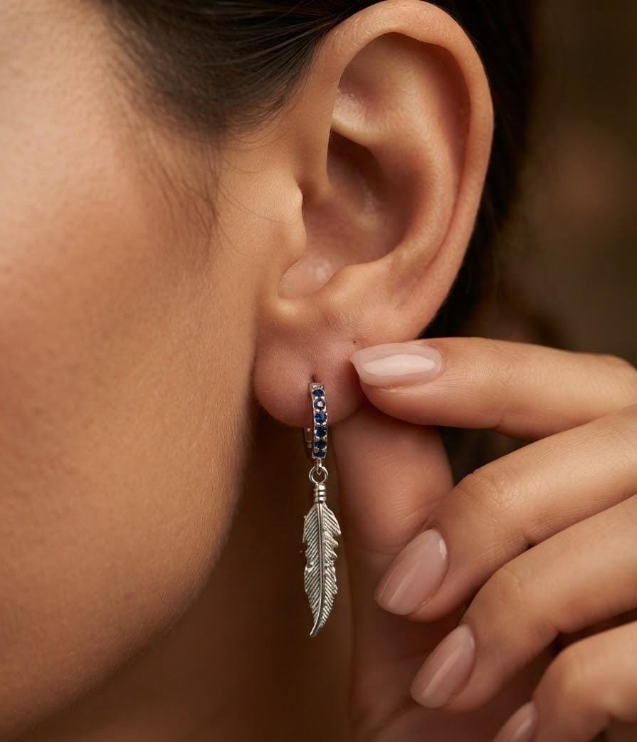 Argolla pluma azul 14mm C-103C