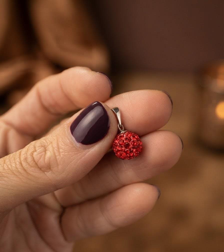 Dije Bolita de fuego rojo 8mm C-25B