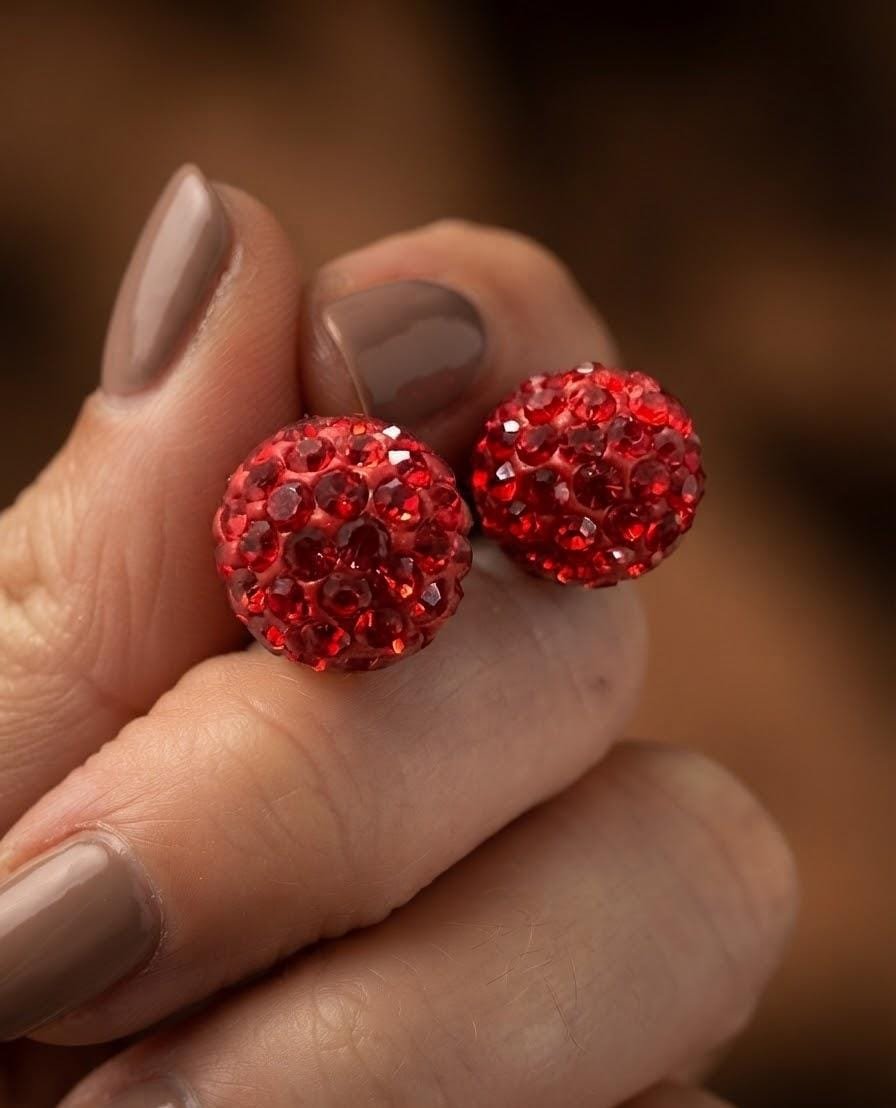 PASANTE BOLITAS  DE FUEGO ROJAS/BLANCAS 1,2cm C-101B