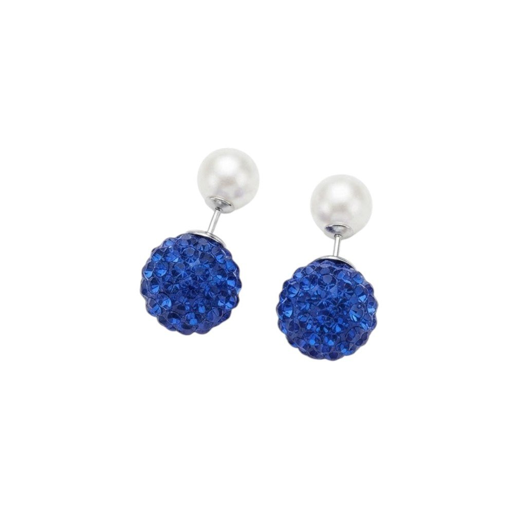 PASANTES BOLITA DE FUEGO AZUL/PERLA 1,2cm  C-101B