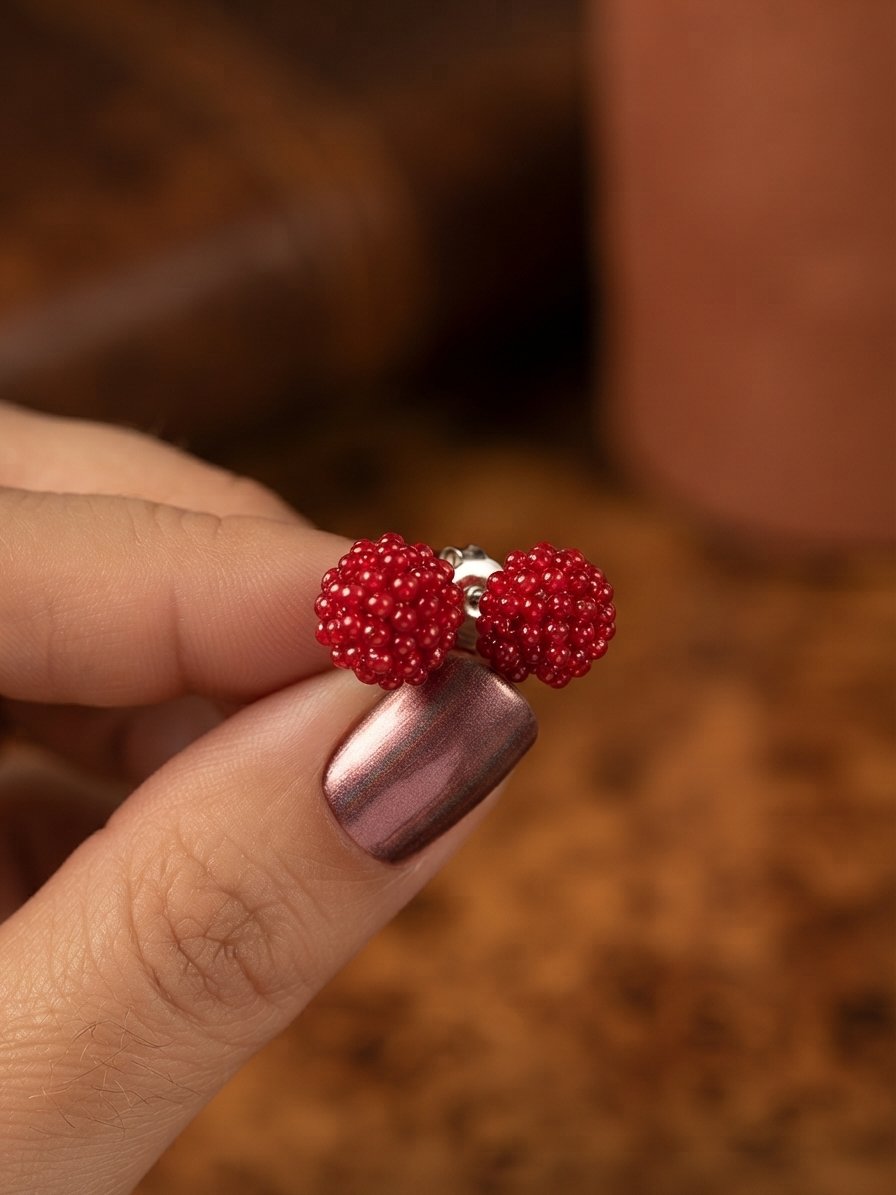 PASANTES BOLITA DE FUEGO ROJA 1,4cm C-101B