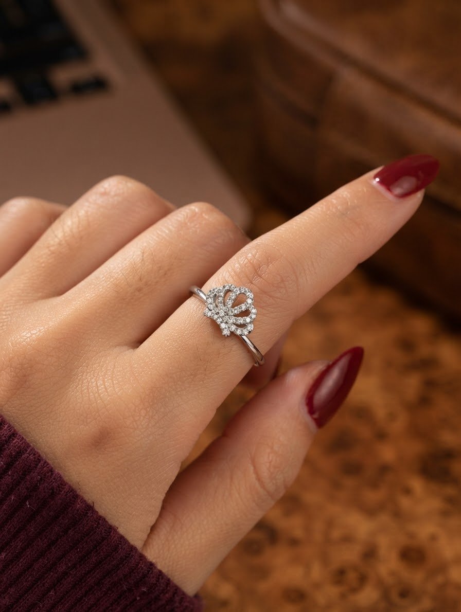 ANILLO CORONITA FINITO "talle unico #8" C-102C